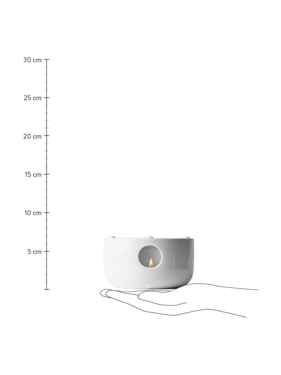 Stövchen Kettle aus Porzellan, Porzellan, Silikon, Transparent,Weiß, Ø 14 x H 7 cm