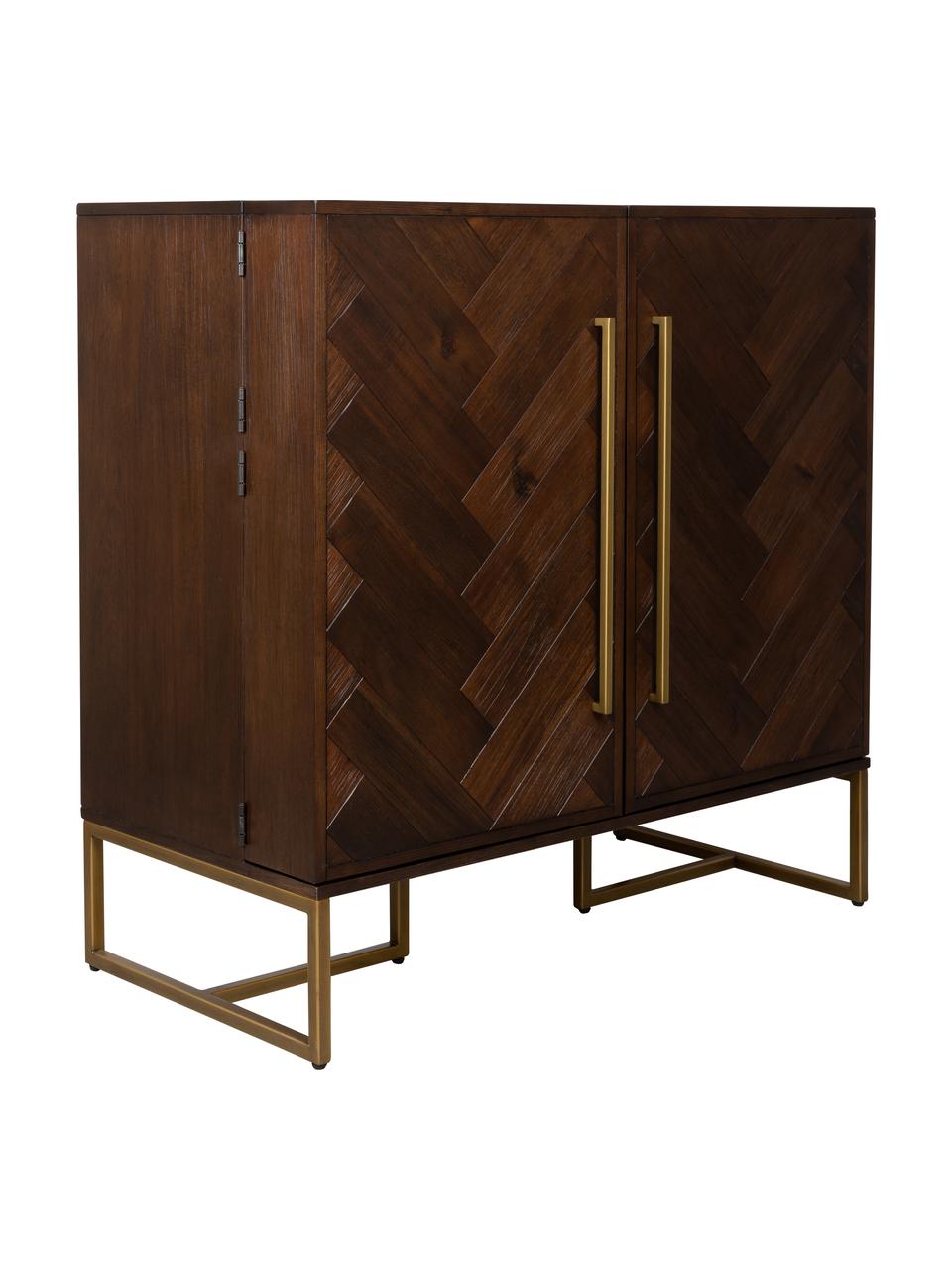 Casier à bouteilles à motif chevrons plaqué acacia Classy, Bois, larg. 100 x haut. 100 cm