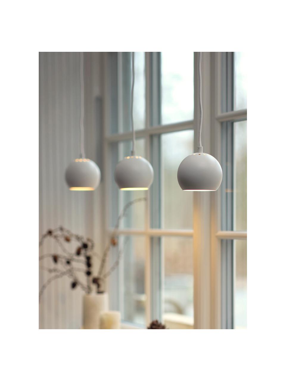 Lámpara de techo pequeña Ball, Cable: cubierto en tela, Blanco, mate, Ø 12 x Al 10 cm
