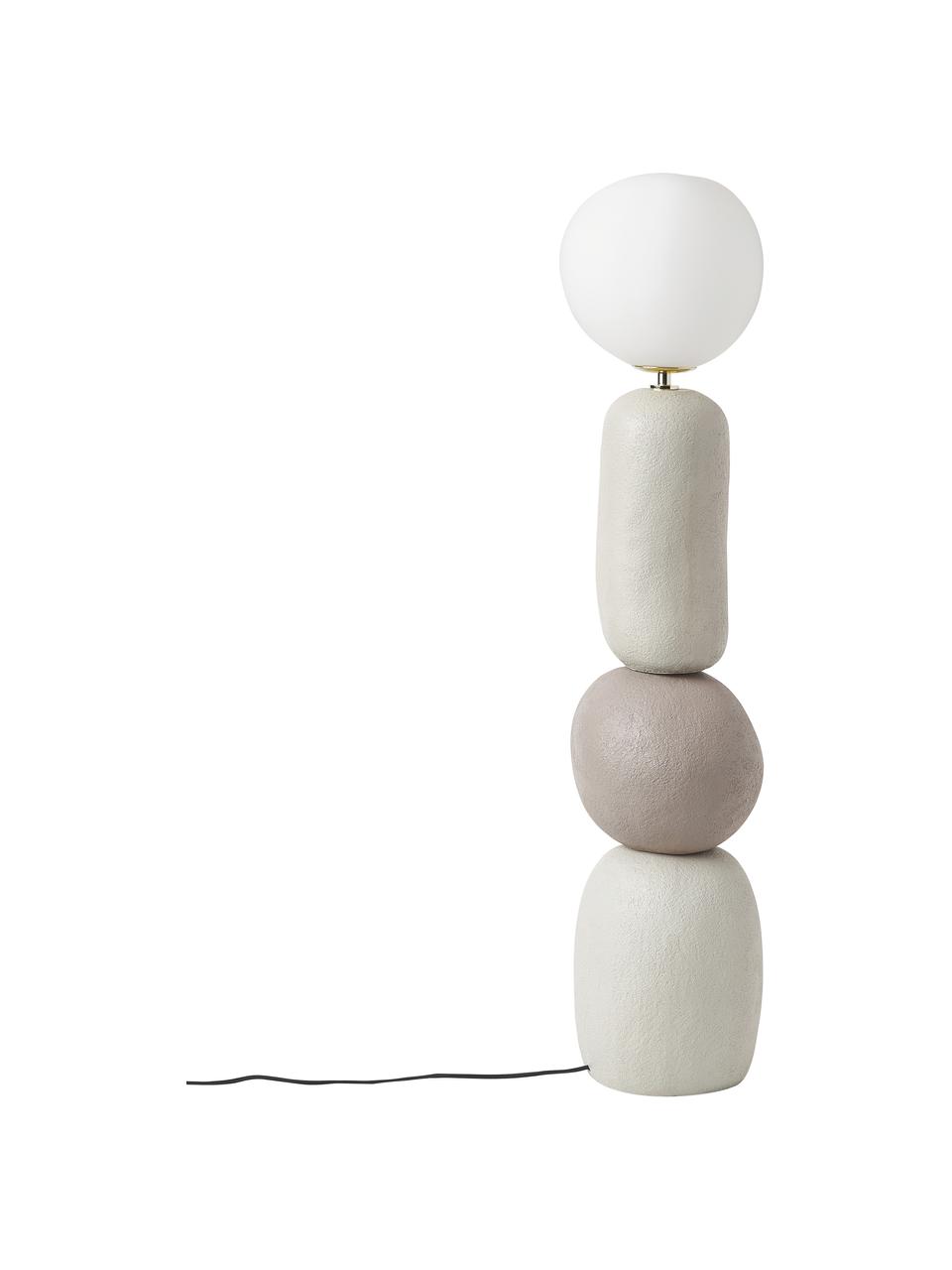 Stehlampe Chakra, Lampenschirm: Opalglas, Lampenfuß: Resin, Grautöne, B 27 x H 119 cm