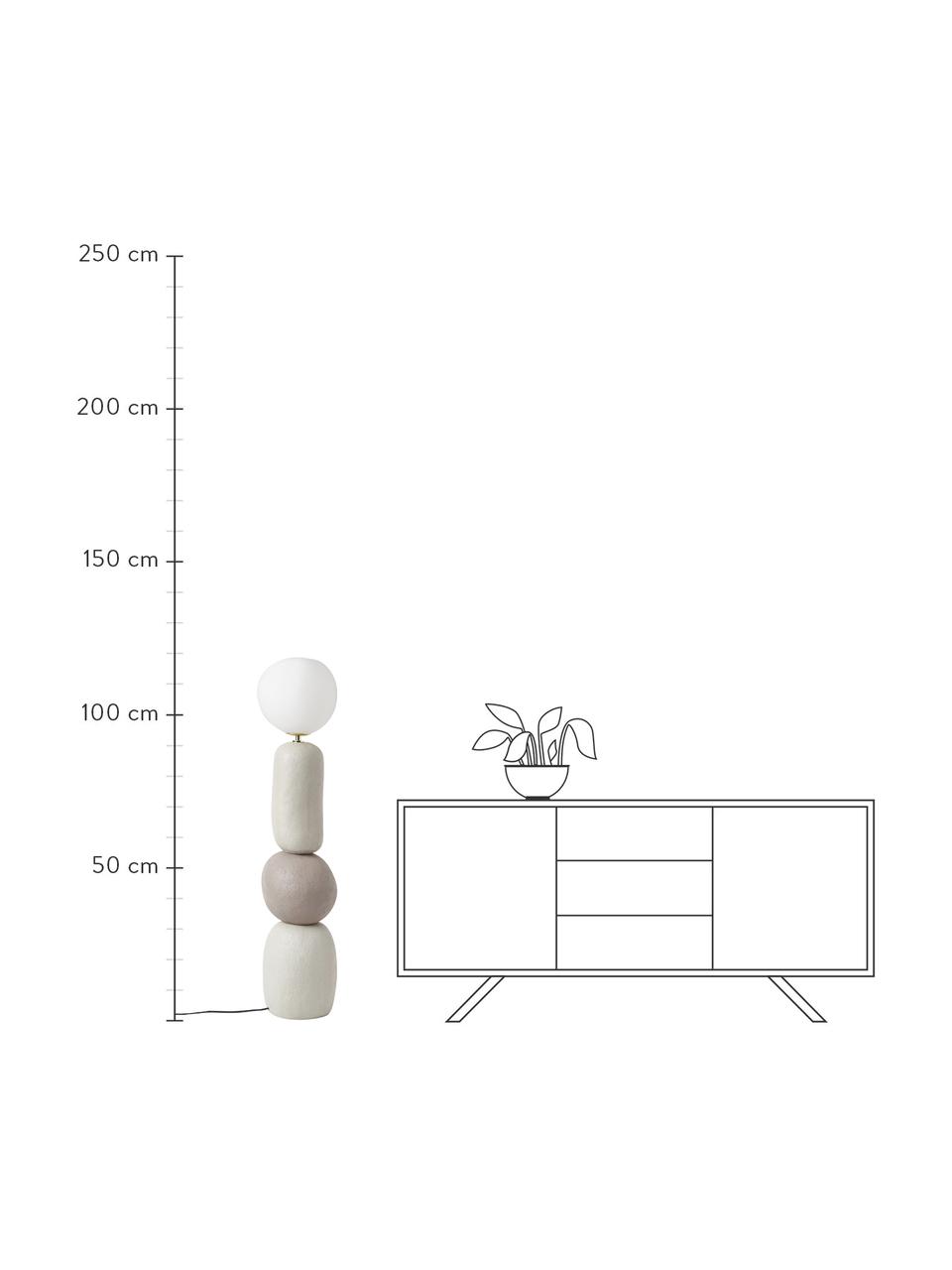 Vloerlamp Chakra, Lampenkap: opaalglas, Lampvoet: kunsthars, Grijstinten, B 27 x H 119 cm