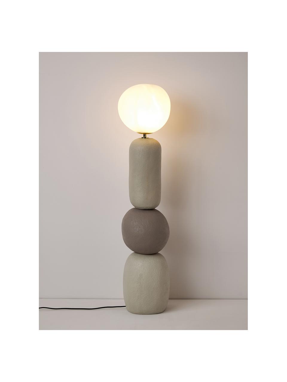 Stojací lampa Chakra, Odstíny šedé, V 119 cm