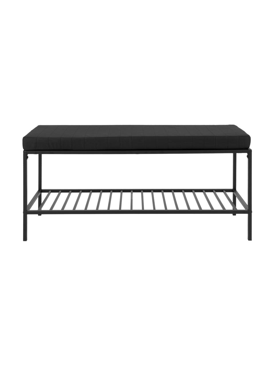 Metalen bank Noel met polyester zitkussen, Frame: metaal, gecoat, Zwart, B 100 x H 48,5 cm