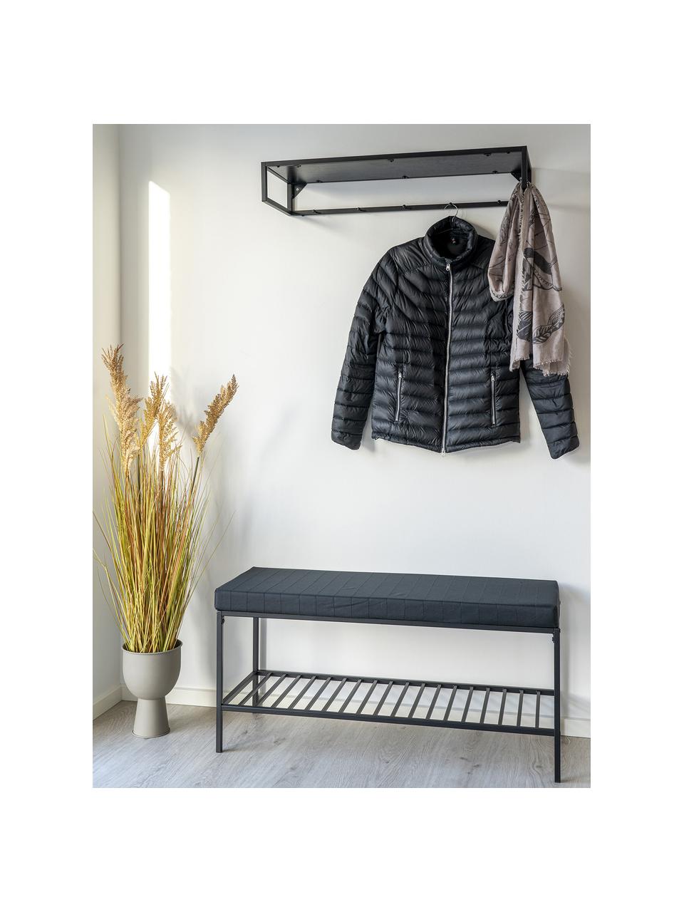 Panca in metallo con cuscino in poliestere Noel, Struttura: metallo rivestito, Nero, Larg. 100 x Alt. 48.5 cm