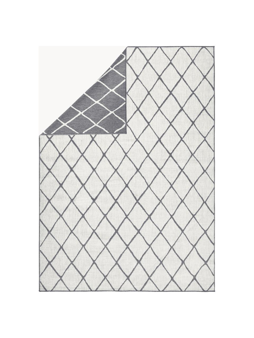 In- & Outdoor-Wendeteppich Malaga mit Rautenmuster, 100 % Polypropylen, Off White, Grau, B 200 x L 290 cm (Größe L)