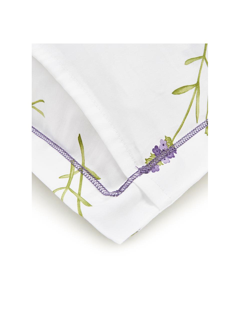 Taies d'oreiller en satin de coton Songe, 2 pièces, Blanc, vert, lilas, rose vif