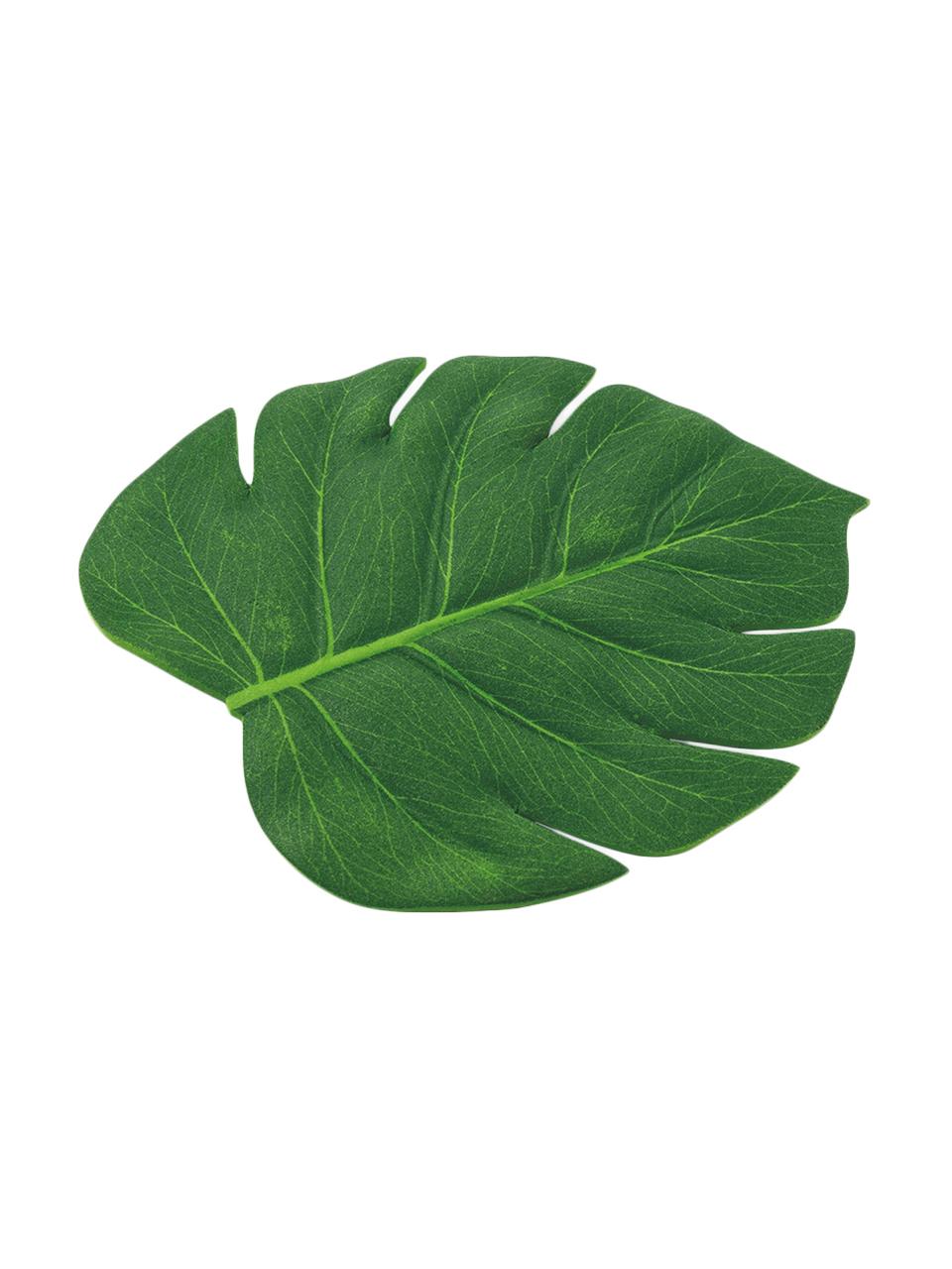 Kunststof-onderzetter Jungle in bladvorm, 6 stuks, Kunststof, Groen, B 12 x L 14 cm