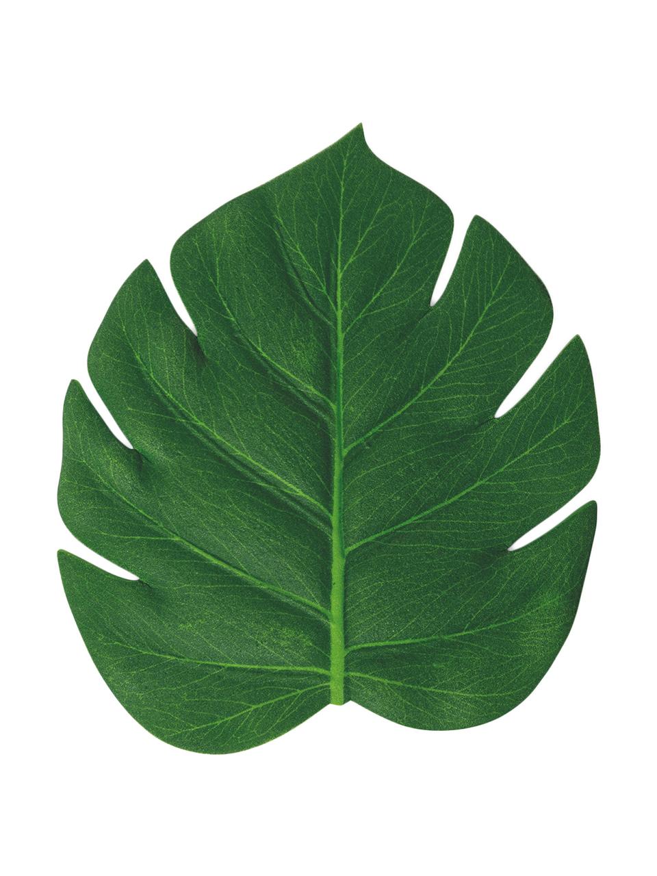 Kunststof-onderzetter Jungle in bladvorm, 6 stuks, Kunststof, Groen, B 12 x L 14 cm
