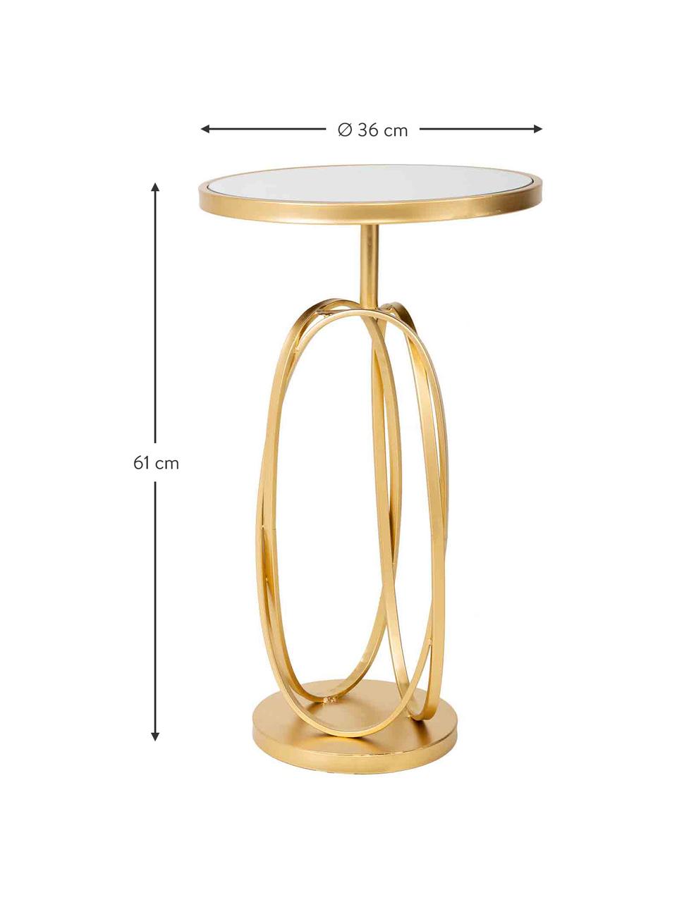 Mesa auxiliar redonda Serina, con tablero de vidrio, Tablero: tablero de fibras de dens, Estructura: metal con pintura en polv, Dorado, espejo, Ø 36 x Al 61 cm