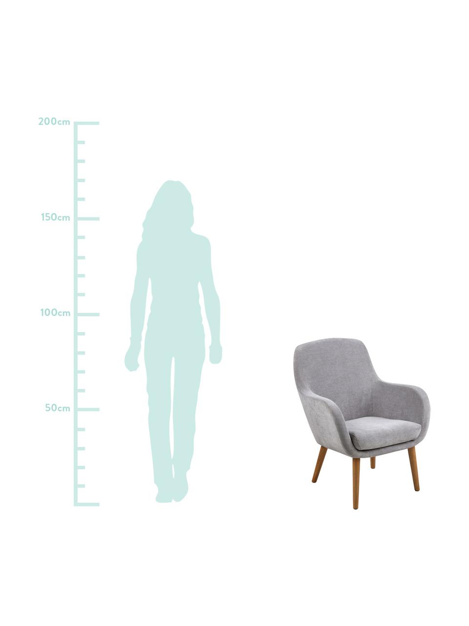 Sessel Sally in Grau, Bezug: Polyester, Beine: Eichenholz, geölt, Webstoff Grau, B 72 x T 72 cm