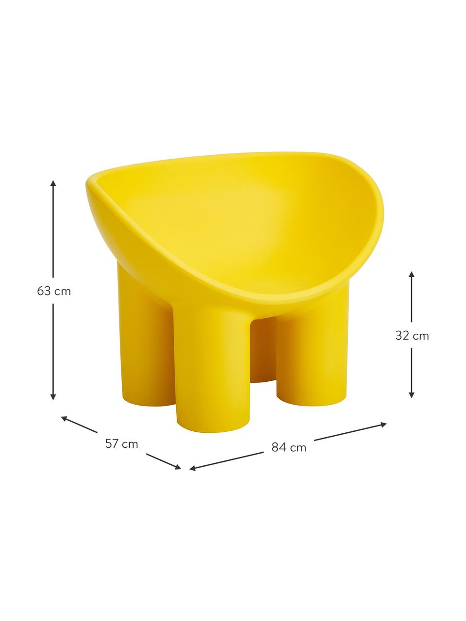 Design fauteuil Roly Poly in okergeel, Polyethyleen, vervaardigd volgens het rotatiegietprocédé, Geel, B 84 x H 57 cm