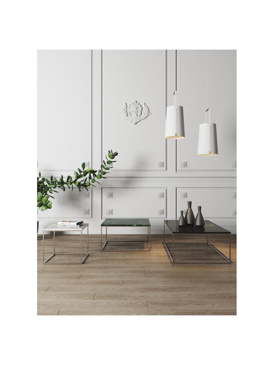 Table d'appoint en marbre Gleam, Plateau : blanc, marbré Structure : chrome