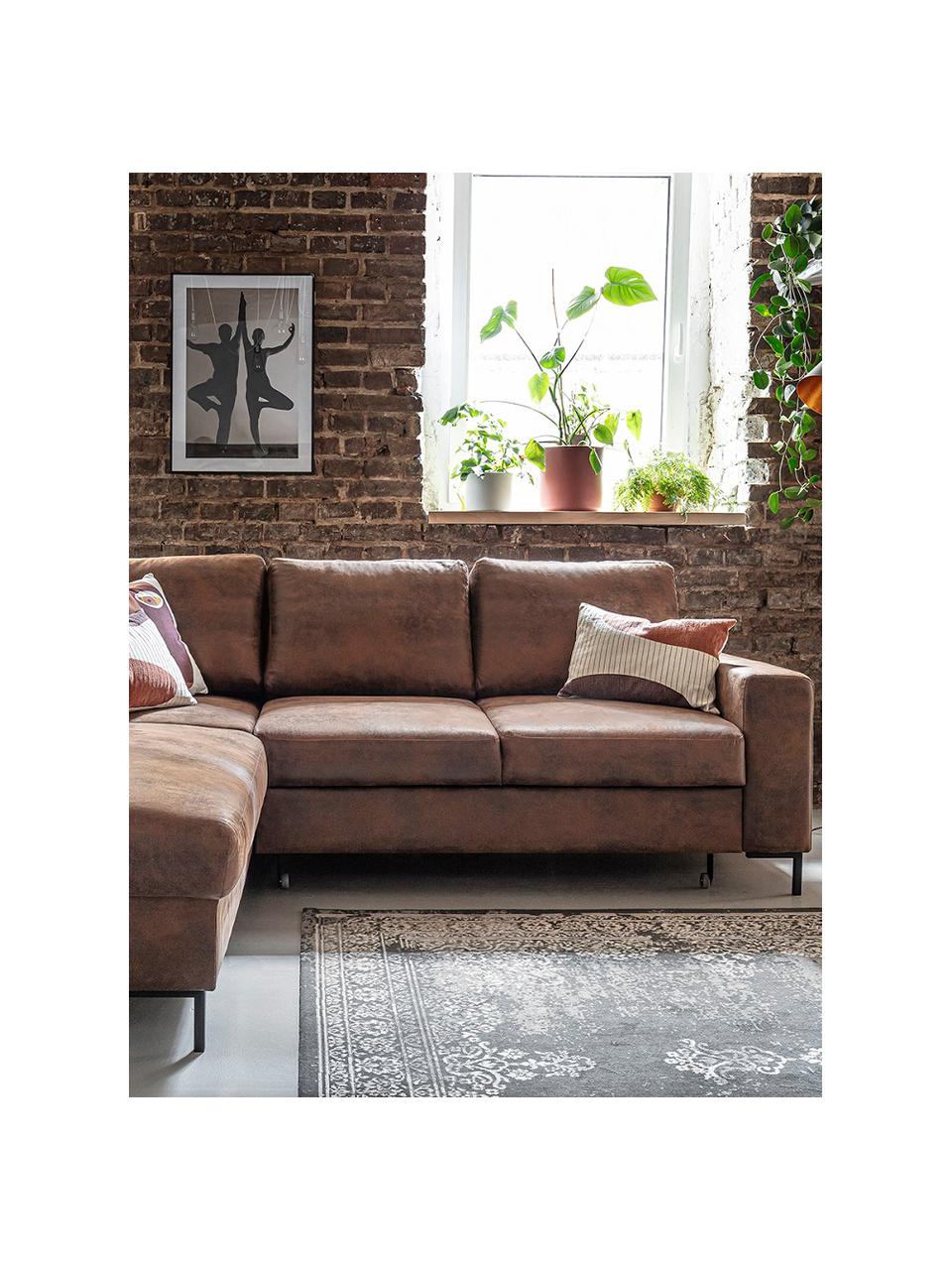 Sofa narożna z funkcją spania Lilly, Tapicerka: 100% mikrofibra, Brązowy, S 237 x G 197 cm