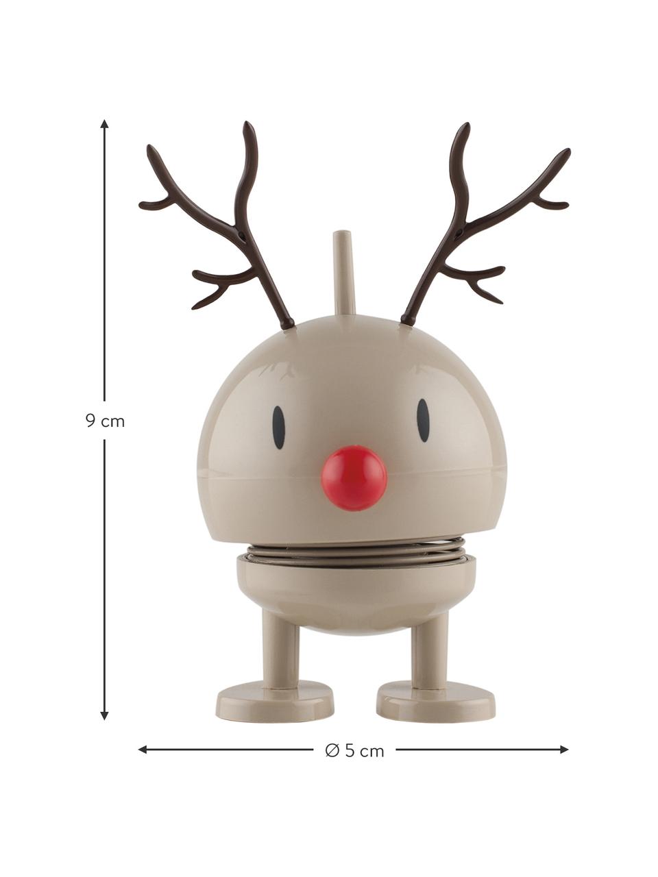 Decoratief object Hoptmist Reindeer Bumble, Kunststof, metaal, Beige, zwart, rood, Ø 5 x H 9 cm