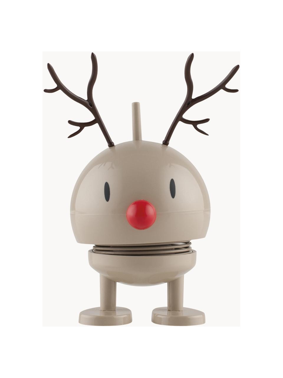 Decoratief object Hoptmist Reindeer Bumble, Kunststof, metaal, Beige, zwart, rood, Ø 5 x H 9 cm