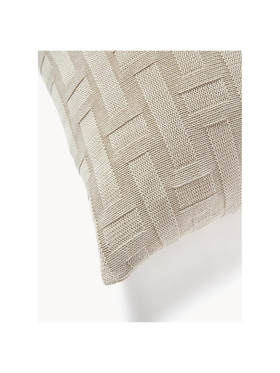 Copricuscino in cotone a maglia Gwen, 100% cotone, Beige chiaro, Larg. 50 x Lung. 50 cm