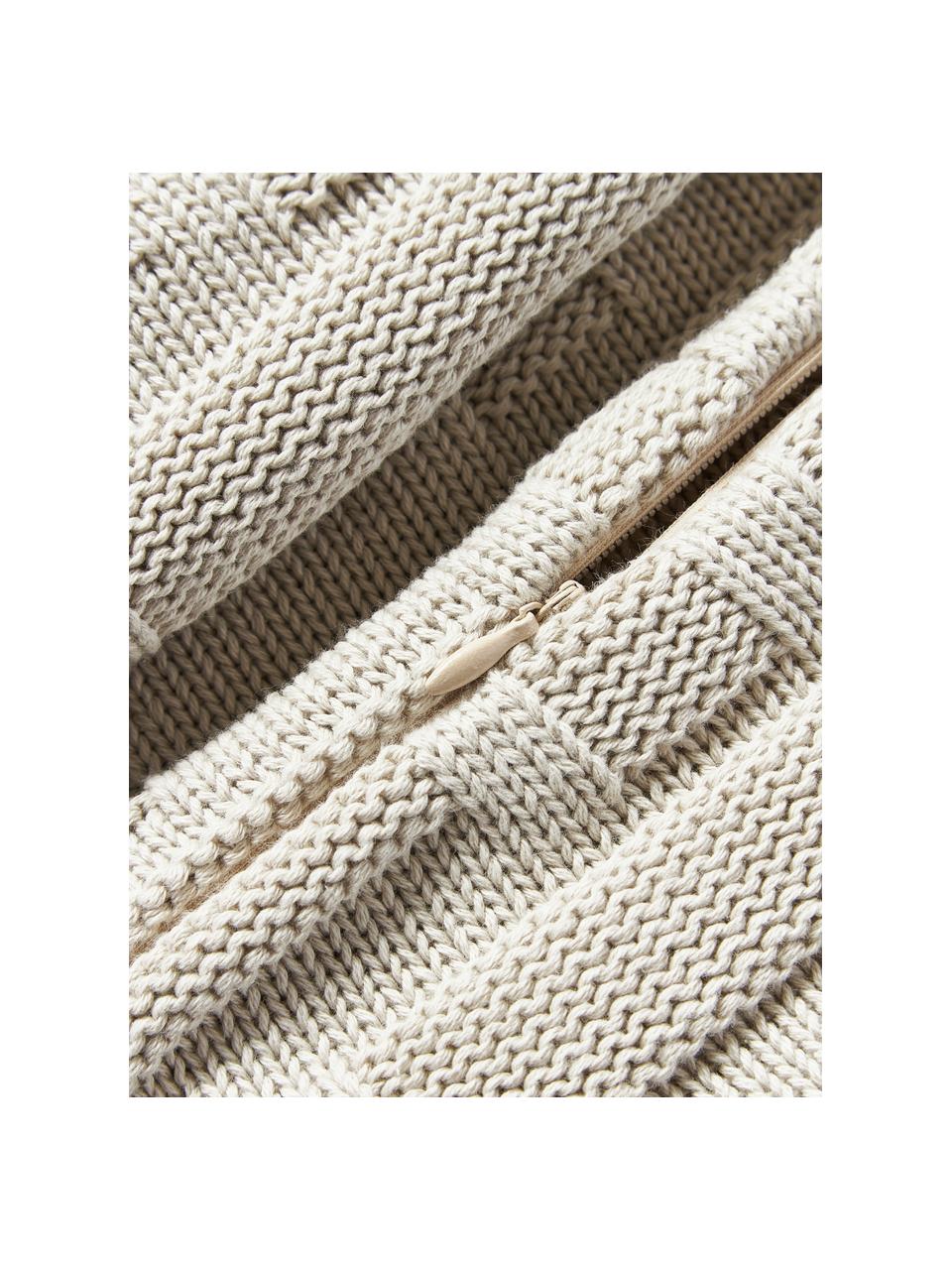 Housse de coussin 50x50 en tricot Gwen, 100% coton, Beige clair, larg. 50 x long. 50 cm