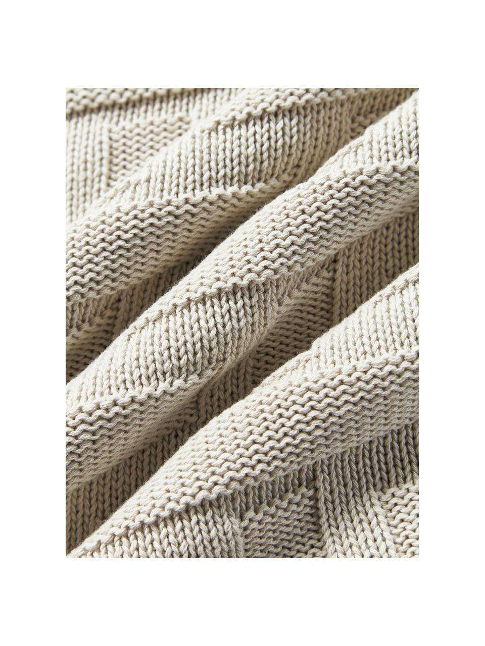 Housse de coussin 50x50 en tricot Gwen, 100% coton, Beige clair, larg. 50 x long. 50 cm
