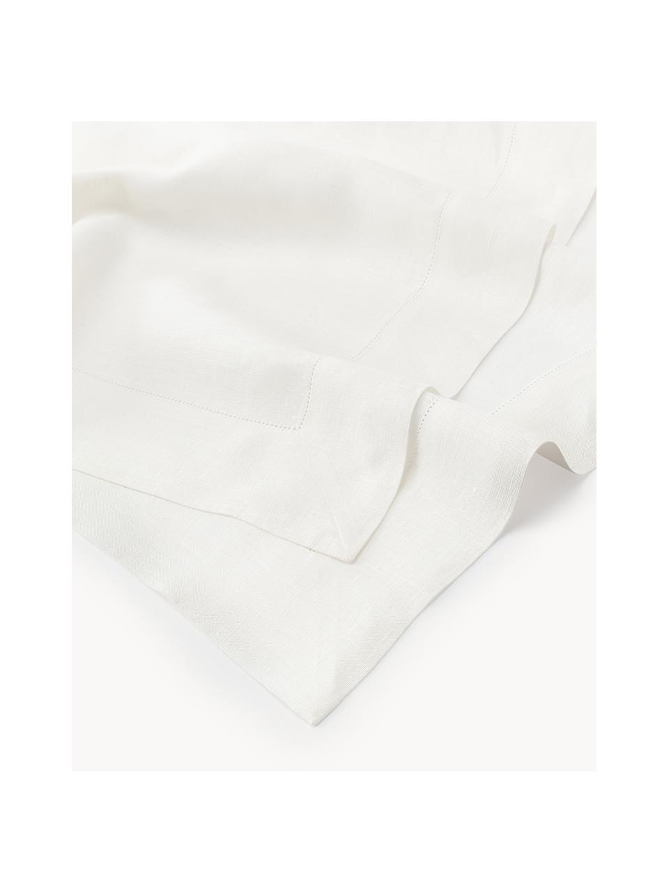 Nappe pur lin avec ourlet Alanta, Blanc cassé, 4-6 personnes (long. 170 x larg. 130 cm)