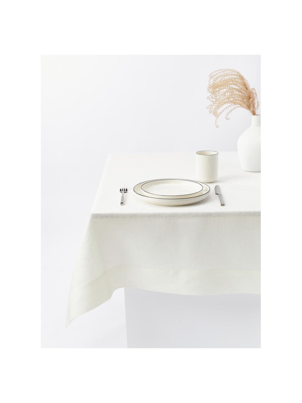 Nappe pur lin avec ourlet Alanta, Blanc cassé, 4-6 personnes (long. 170 x larg. 130 cm)