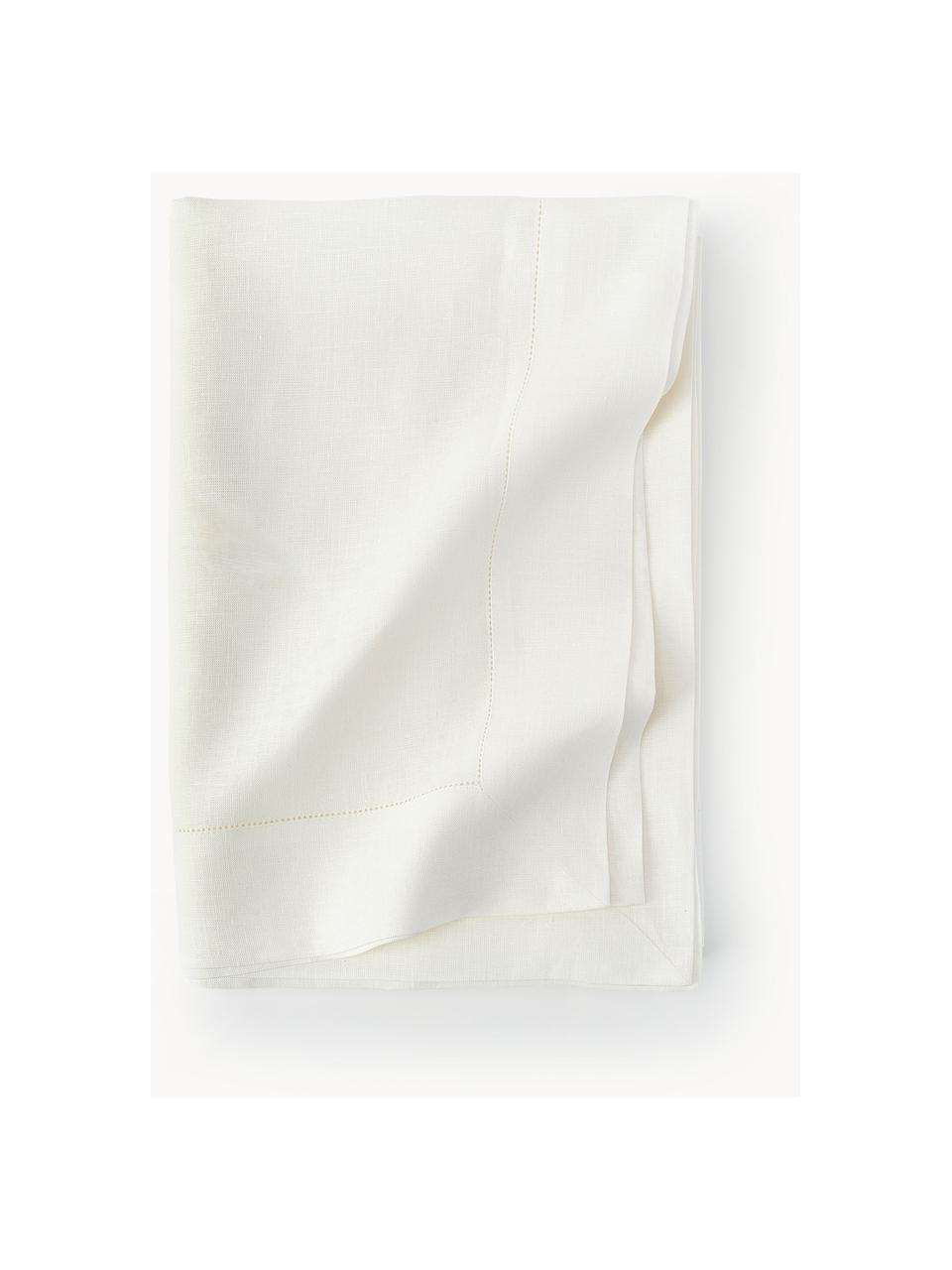 Nappe pur lin avec ourlet Alanta, Blanc cassé, 4-6 personnes (long. 170 x larg. 130 cm)