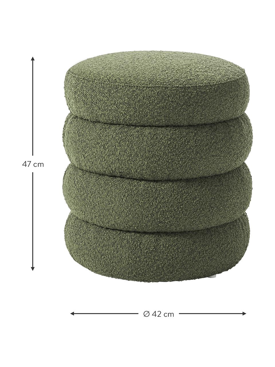 Bouclé kruk Alto, Bekleding: bouclé (100 % polyester), Frame: massief grenenhout, multi, Bouclé groen, Ø 42 x H 47 cm