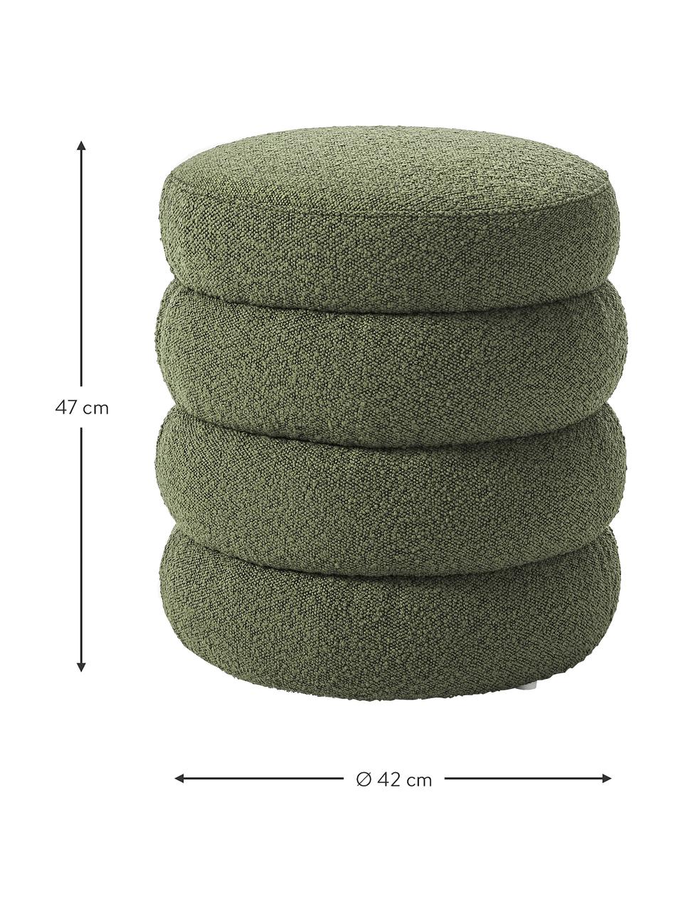 Tabouret en tissu bouclé Alto, Tissu bouclé vert, Ø 42 x haut. 47 cm