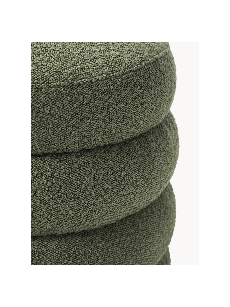 Pouf en tissu bouclé Alto, Bouclé vert foncé, Ø 42 x haut. 47 cm