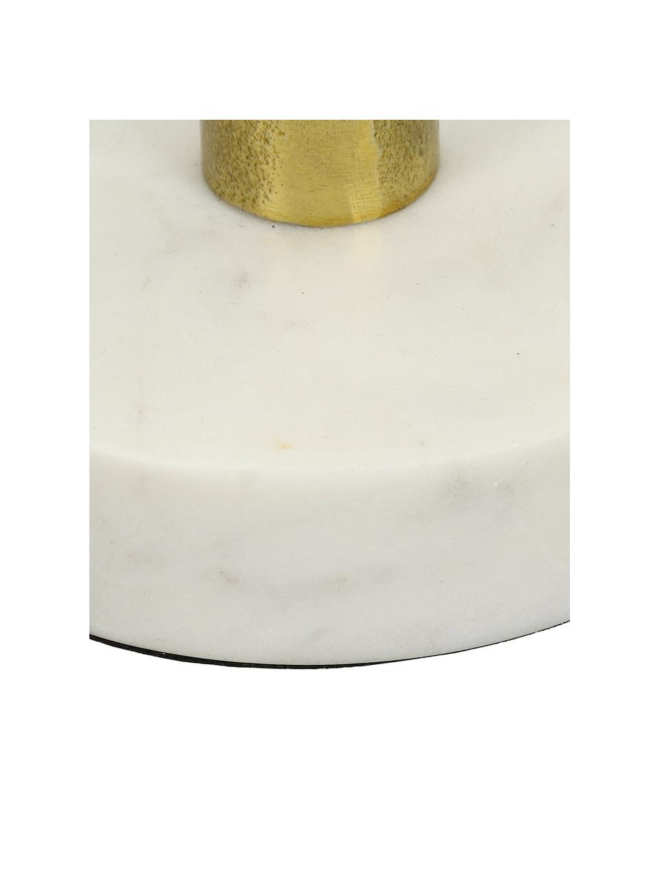 Bougeoir en marbre Linda, Blanc, couleur laitonnée, Ø 13 x haut. 8 cm