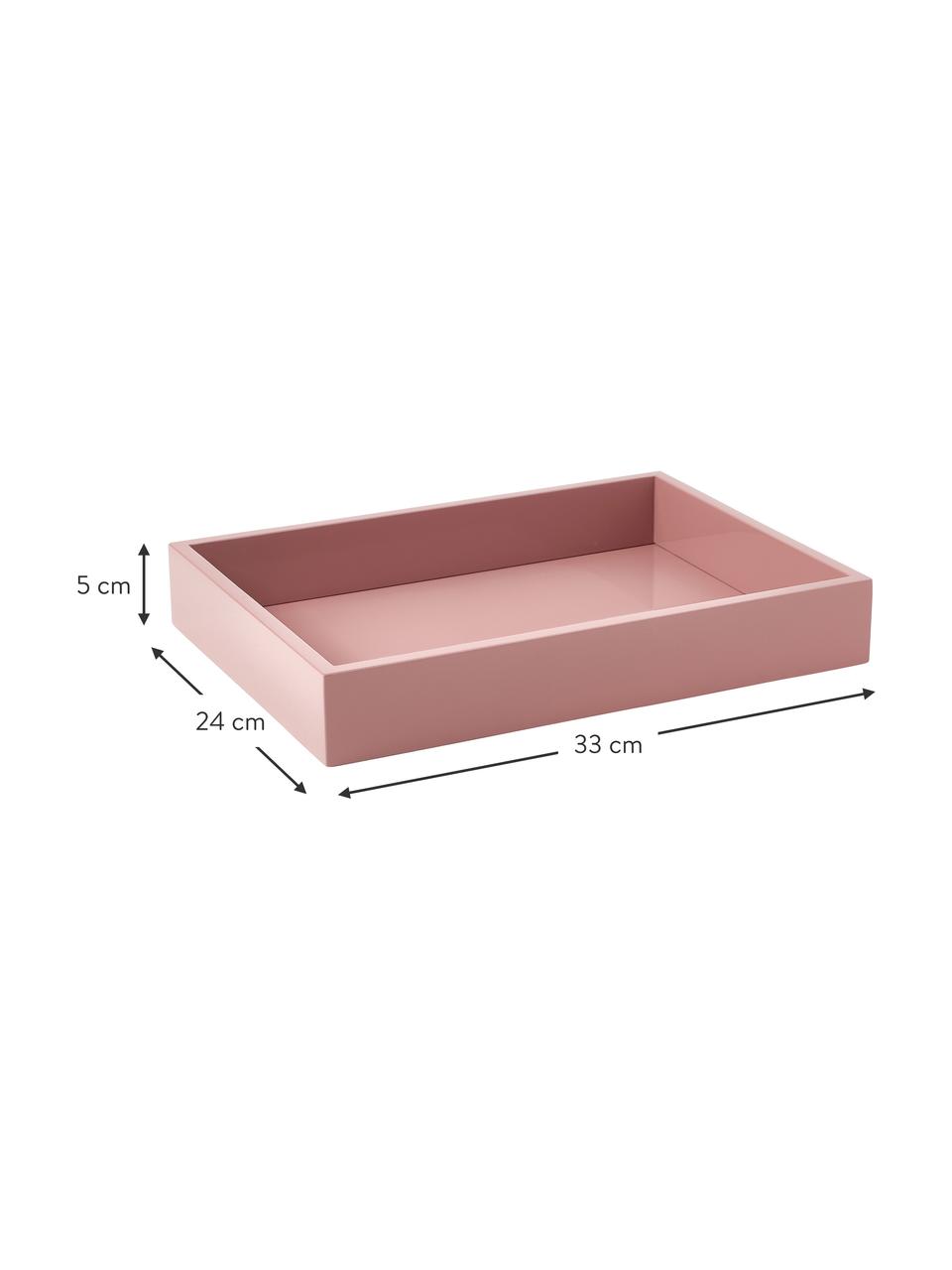 Plateau haute brillance Hayley, MDF (panneau en fibres de bois à densité moyenne), laqué, Rose foncé, larg. 24 x long. 33 cm