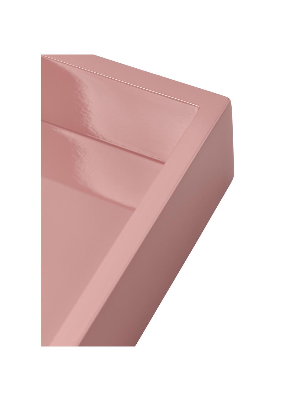 Hochglanz-Tablett Hayley, Mitteldichte Holzfaserplatte (MDF), lackiert, Dunkelrosa, B 24 x L 33 cm