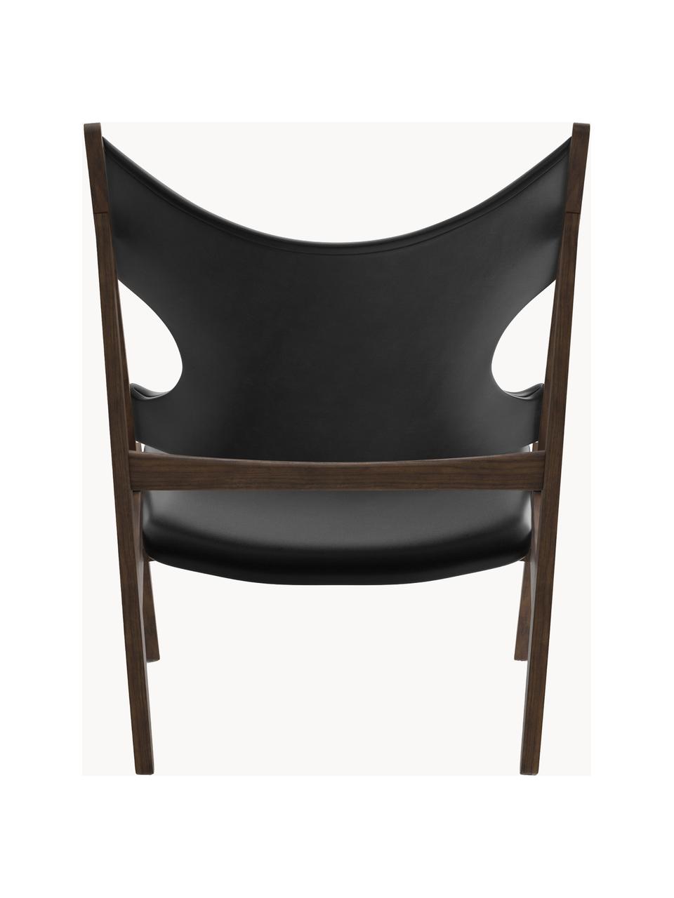 Poltrona lounge in pelle Knitting, Rivestimento: pelle, Struttura: legno di noce, Pelle nera, legno di noce, Larg. 71 x Prof. 67 cm