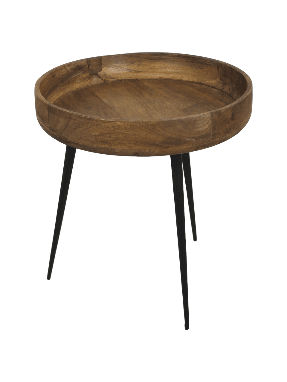 Mesa auxiliar Ventura, estilo industrial, Madera de mango, metal, Marrón, negro, Ø 40 x Al 42 cm