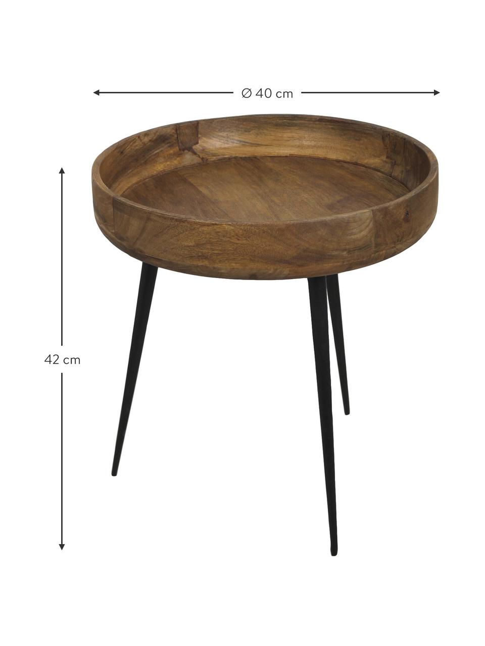 Mesa auxiliar Ventura, estilo industrial, Madera de mango, metal, Marrón, negro, Ø 40 x Al 42 cm