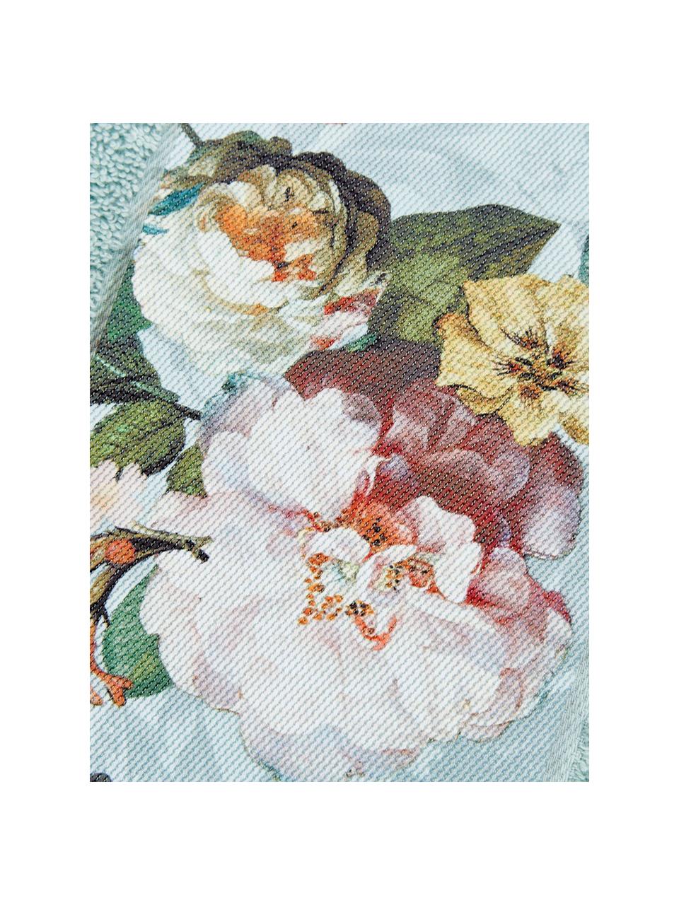 Handdoek Fleur in verschillende formaten, met bloemenrand, 97% katoen 3% polyester, Mintgroen, multicolour, Handdoek, B 55 x L 100 cm