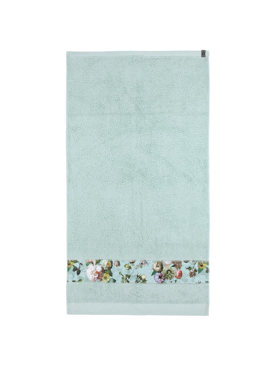 Handtuch Fleur in verschiedenen Grössen, mit Blumen-Bordüre, 97% Baumwolle, 3% Polyester, Mintgrün, Mehrfarbig, Handtuch, B 55 x L 100 cm