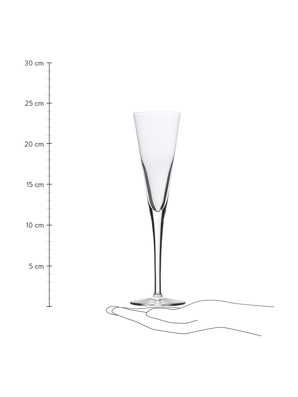 Kieliszek do szampana ze szkła kryształowego Event, 6 szt., Szkło kryształowe, Transparentny, Ø 7 x W 24 cm, 160 ml