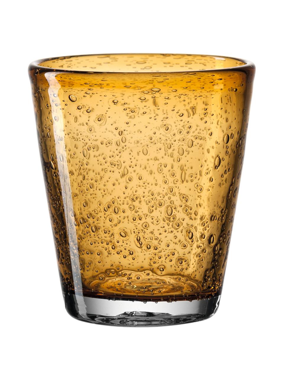 Bicchierie acqua con bolle d'aria Burano 6 pz, Vetro, Giallo, Ø 9 x Alt. 19 cm, 330 ml