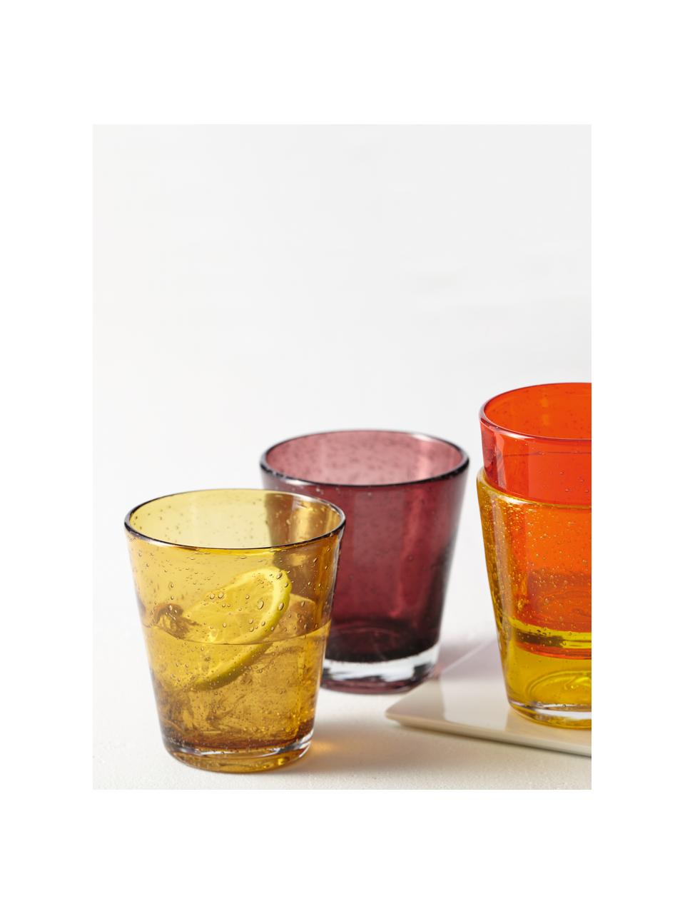 Vasos con burbujas de aire Burano, 6 uds., Vidrio, Amarillo, Ø 9 x Al 19 cm, 330 ml