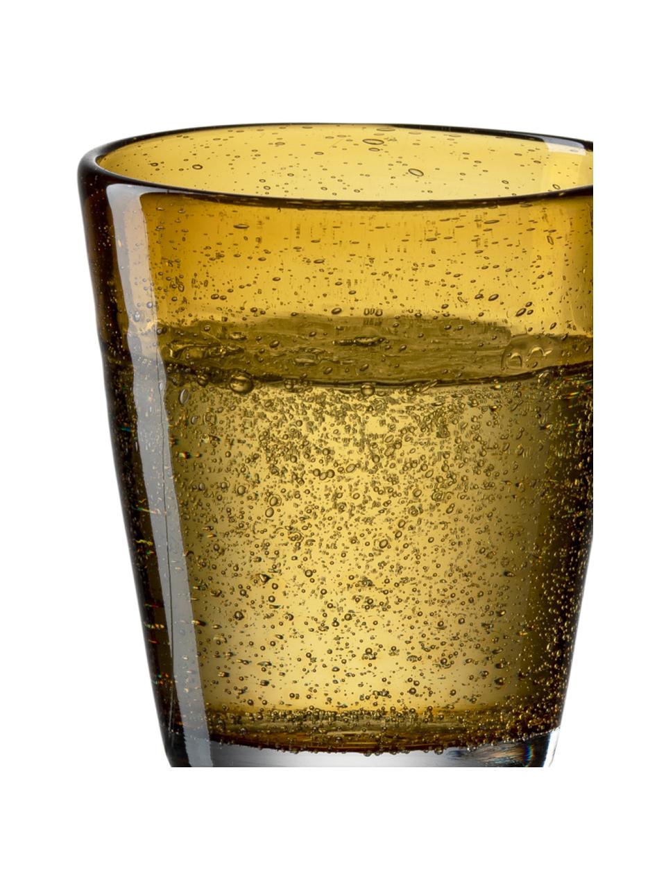 Verre à eau avec poches d'air emprisonné Burano, 6 pièces, Verre, Jaune, Ø 9 x haut. 19 cm, 330 ml