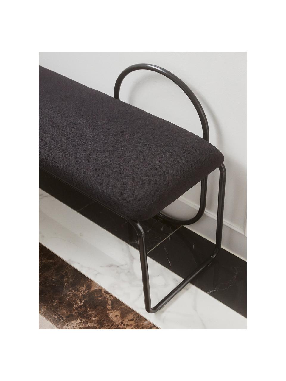 Banc rembourré Angui, Tissu noir, larg. 110 x prof. 39 cm