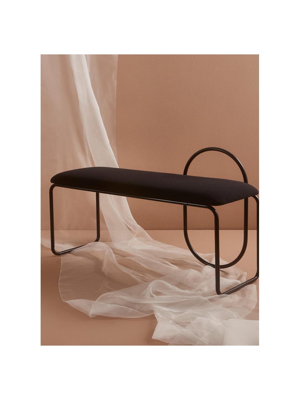 Banc rembourré Angui, Tissu noir, larg. 110 x prof. 39 cm