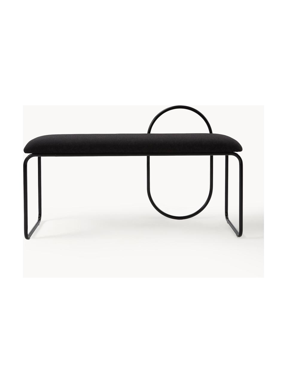 Banc rembourré Angui, Tissu noir, larg. 110 x prof. 39 cm