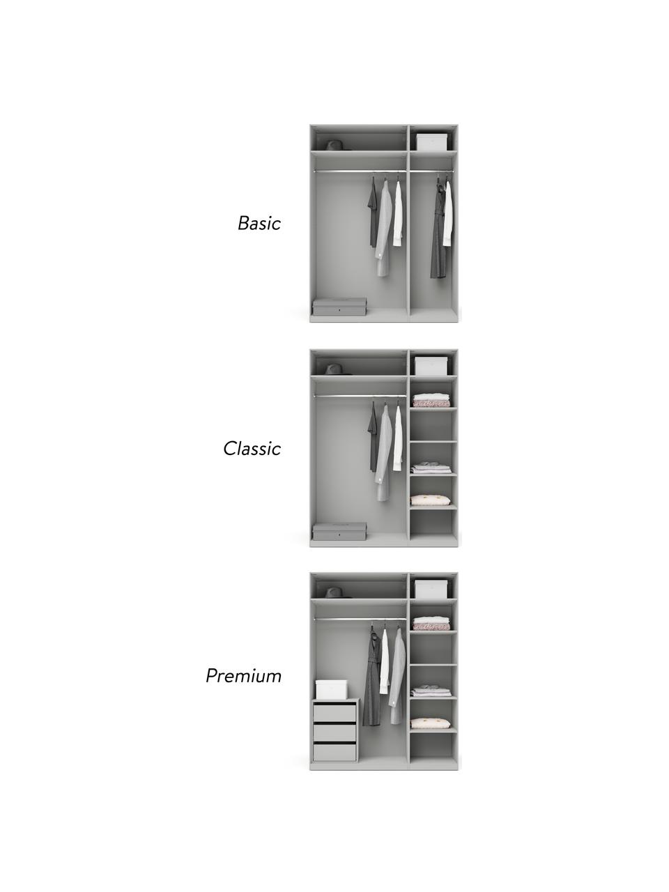 Armario modular Leon, 3 puertas (150 cm), diferentes variantes, Estructura: aglomerado revestido de m, Gris, An 50 x Al 200 cm, interior Basic