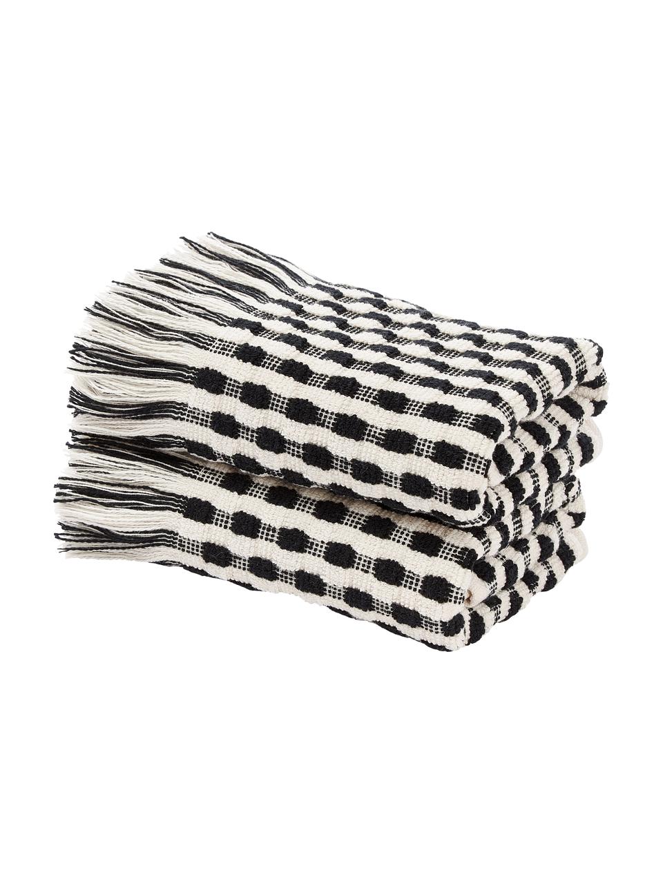 Uterák na ruky s reliéfnou štruktúrou Juniper, Lomená biela, čierna, XS uterák, Š 30 x D 50 cm, 2 ks