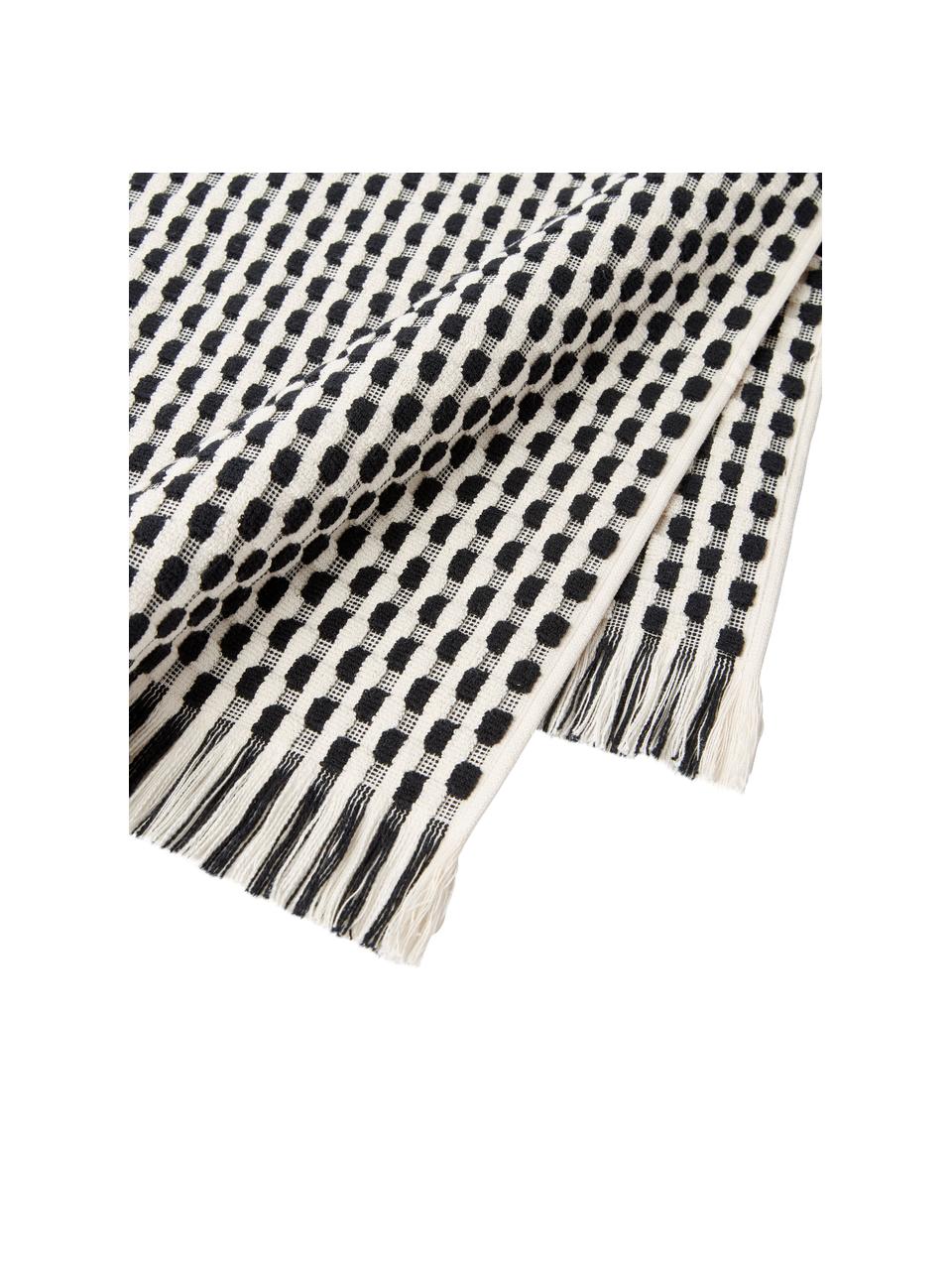 Asciugamano in diverse misure con motivo a rilievo Juniper, 100% cotone
Qualità pesante, 600 g/m²

Il materiale utilizzato in questo prodotto è testato per le sostanze nocive e certificato secondo lo STANDARD 100 by OEKO-TEX®, 3883CIT, CITEVE., Bianco latteo, nero, Asciugamano per ospiti XS, Larg. 30 x Lung. 50 cm, 2 pz