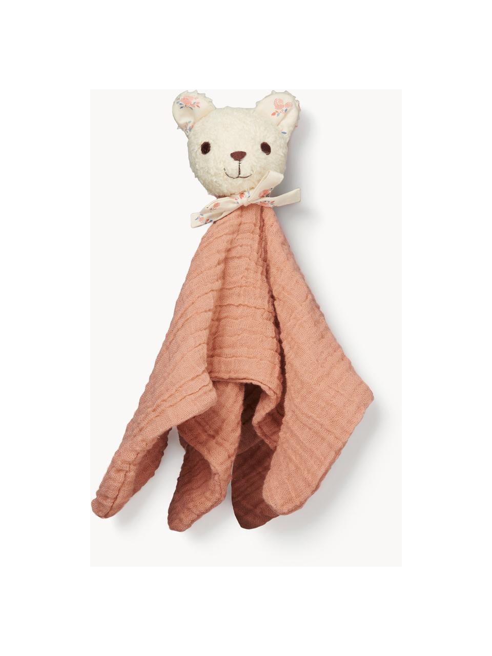 Schmusetuch Bear aus Bio-Baumwolle, Bezug: 100 % Bio-Baumwolle, OCS-, Peach, Off White, B 35 x L 35 cm