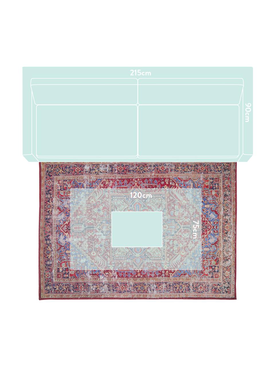 Tapis vintage Paulo, Rouge, bleu, beige