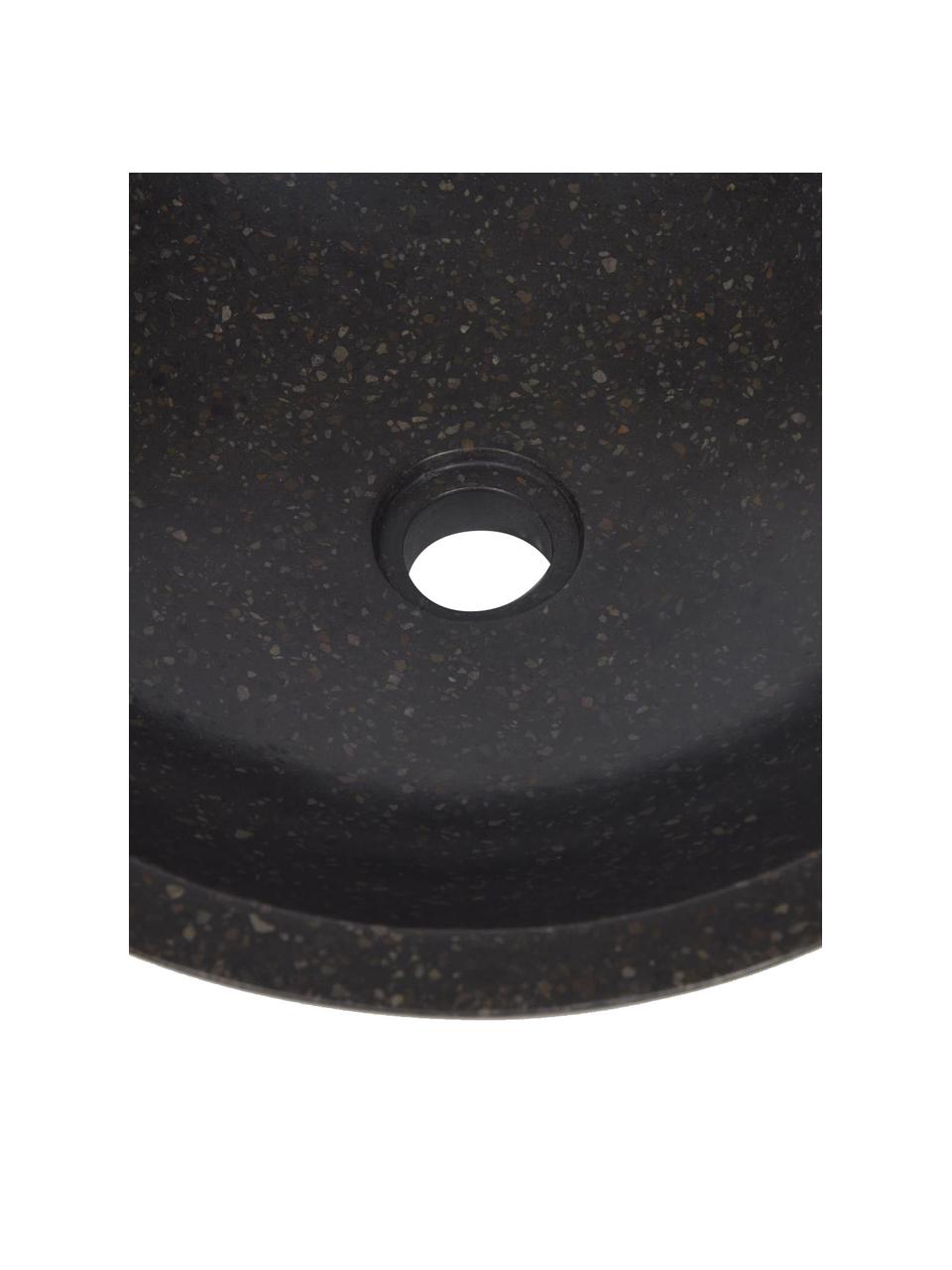 Aufsatzwaschbecken Kuveni aus Terrazzo, Terrazzo, Schwarz, Terrazzo-Optik, Ø 40 x H 11 cm