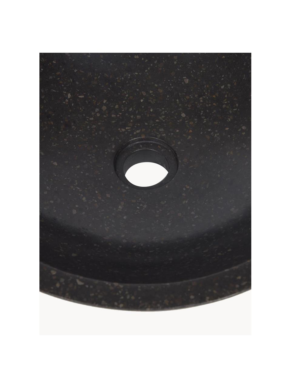 Aufsatzwaschbecken Kuveni aus Terrazzo, Terrazzo, Schwarz, Terrazzo-Optik, Ø 40 x H 11 cm